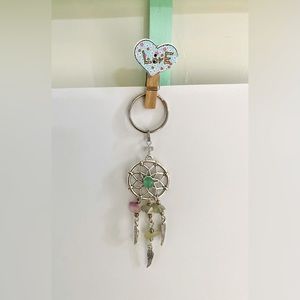 DreamCatcher keychain key ring feather & crystal stone pendant bag charm